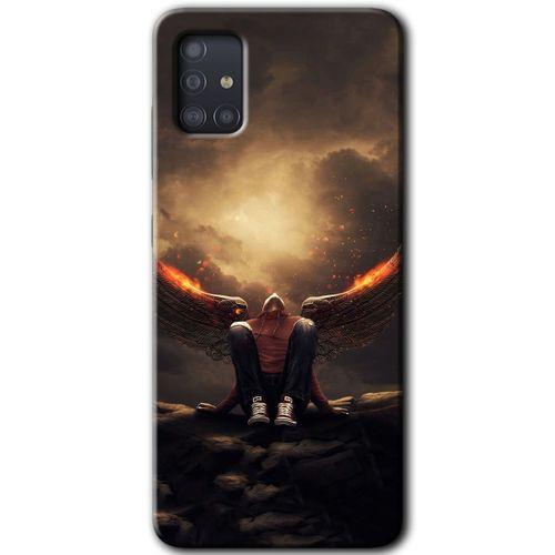 MRCİLETİSİM Samsung Galaxy A51 Kılıf HD Desen Baskılı Arka Kapak + Temperli Cam - Wings of Power