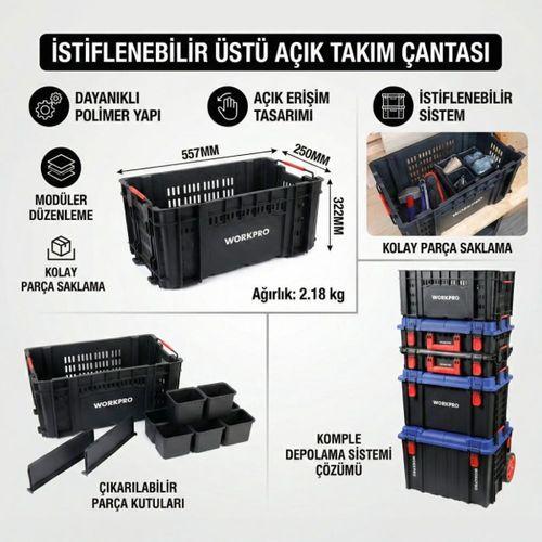 WORKPRO WP283028 46Lt 55,7x32,2x25cm Üstü Açık Profesyonel Takım Çantası
