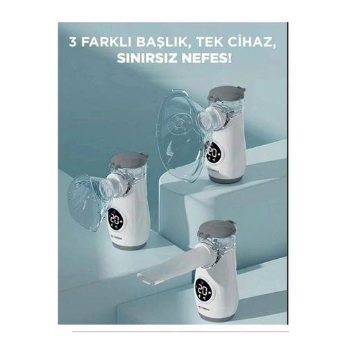 Sessiz Kademeli Dijital Ekranlı Usb Şarjlı Mesh Nebulizatör Cihazı