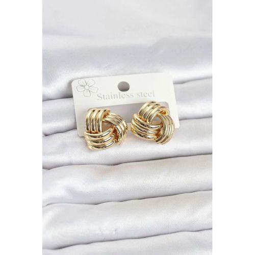 316L Çelik Gold Renk Sarmal Model Kadın Küpe