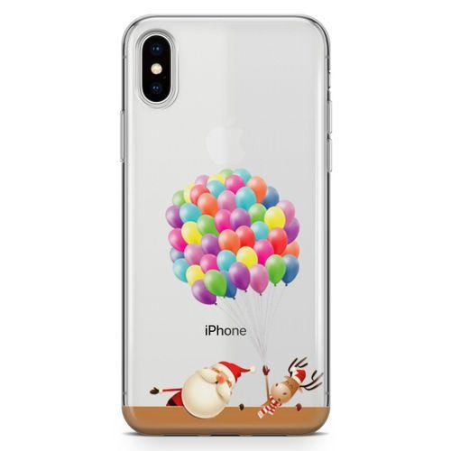 Apple iPhone XS Kılıf Balon Noel Geyik Arka Kapak Koruma Desenli Full Koruyucu