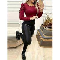 Kadın Yüksek Bel Deri Detaylı Fermuarlı Dalgıç Tayt