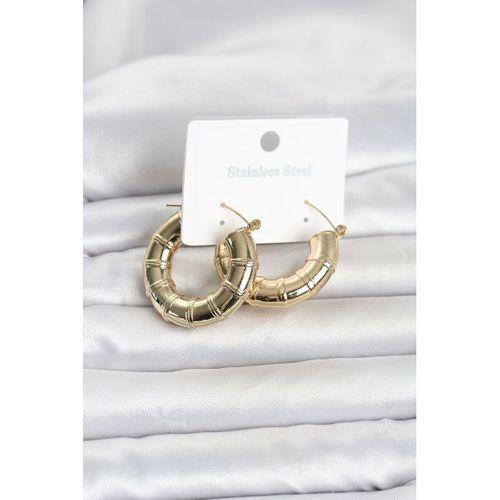 316L Çelik Gold Renk Bambu Model Halka Kadın Küpe