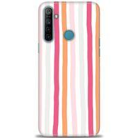 Realme C3 Kılıf HD Baskılı Kılıf - Pembe Çubuklar + Tam Ekran Koruyucu