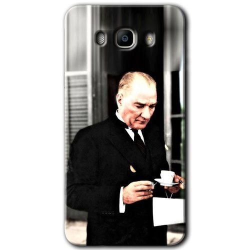 Potkal Hediye Fabrikası Samsung Galaxy J7 2016 Kılıf HD Desen Baskılı Arka Kapak - Atatürk Türk Kahvesi