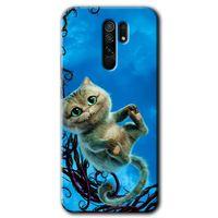 BeRa Aksesuar Xiaomi Redmi 9 Kılıf Baskılı Kapak - Çılgın Kedi +Tam Kaplayan Mat Seramik