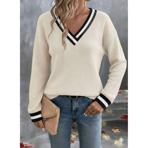 Kadın Uzun Kollu V Yakalı Waffle Bluz