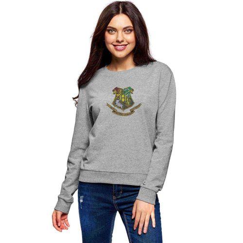 Renkli Baskılı Tshirt Baskılı Gri Kadın Sweatshirt