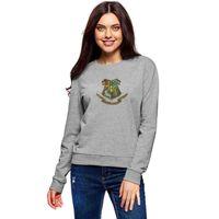 Renkli Baskılı Tshirt Baskılı Gri Kadın Sweatshirt