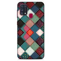 Samsung Galaxy M31 Kılıf Patchwork (18) Telefon Kılıfları Pembe Yeşil