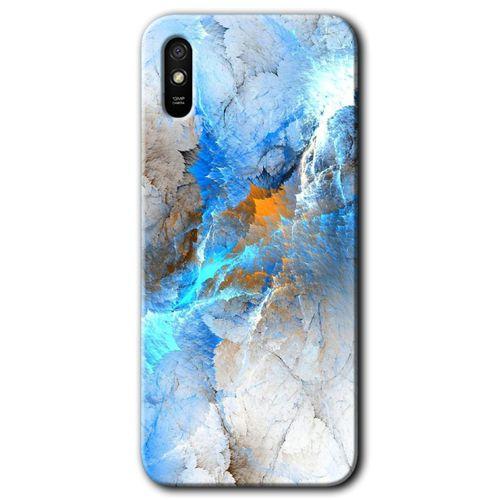 MRCİLETİSİM Xiaomi Redmi 9A Kılıf Baskılı Kapak - Mavi Buzul + 5D Tam Kaplayan Cam