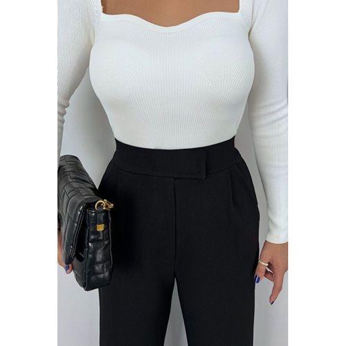 Kadın Yüksek Bel Cepli Cırt Kapama Janjan Krep Pantolon