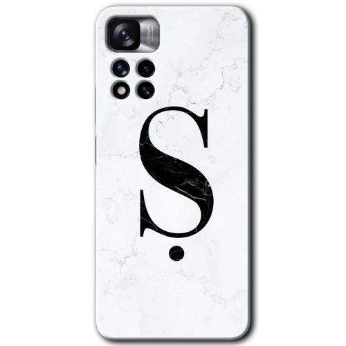 Redmi Note 11 Pro Plus 5G Kılıf HD Desen Baskılı Arka Kapak - Beyaz Mermer Desenli Ş Harfi + Kırılmaz Cam