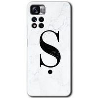 Redmi Note 11 Pro Plus 5G Kılıf HD Desen Baskılı Arka Kapak - Beyaz Mermer Desenli Ş Harfi + Kırılmaz Cam