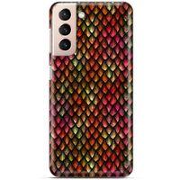 Samsung Galaxy S21 Kılıf Dragons (8) Baskılı Kılıf Ejderha Deri Pembe