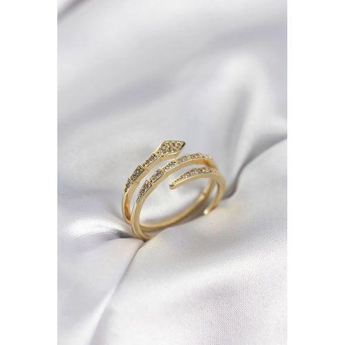 Yılan Model Gold Renk Zirkon Taşlı Kadın Yüzük