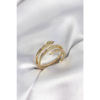 Yılan Model Gold Renk Zirkon Taşlı Kadın Yüzük