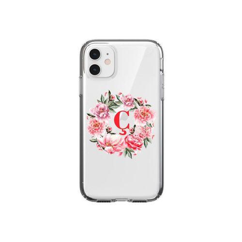 Kırmızı Çiçekli Ç Harfli Şeffaf iPhone 11 Telefon Kılıfı