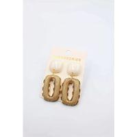 Taşlı Küpe - Kahverengi