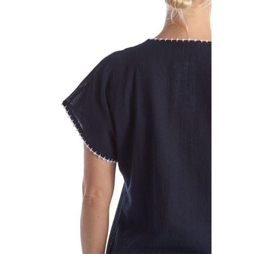 Kısa Kol Lacivert Şile Bezi Yazlık Bluz