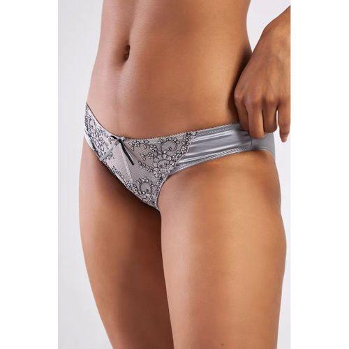 Golshan Giselle Mini Slip, Kadın Güpürlü Saten Gri Külot