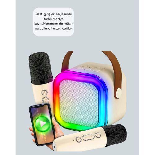 Kablosuz Karaoke Hoparlör – Çift Mikrofon Ve Led Işıklı