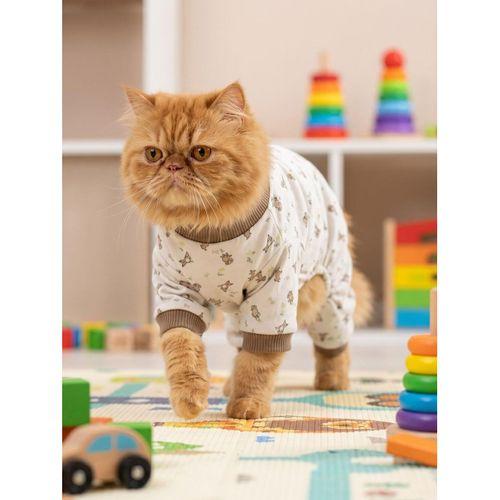 Breeds & Friends Penye Kedi Tulumu | Çok Irklı Desenli Kedi Pijaması