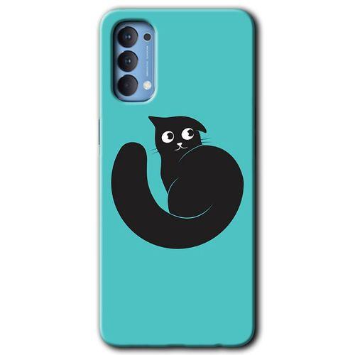 Oppo Reno 4 HD Baskılı Kılıf + 9D Tam Ekran Koruyucu - Cat Vector