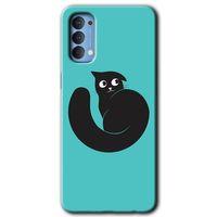 Oppo Reno 4 HD Baskılı Kılıf + 9D Tam Ekran Koruyucu - Cat Vector