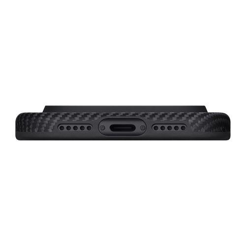 Apple iPhone 17 Pro Kılıf M-safe Şarj Özellikli Aramid Karbon Fiber Pitaka Military-Grade Classic Serisi Black-Grey Twill Kapak