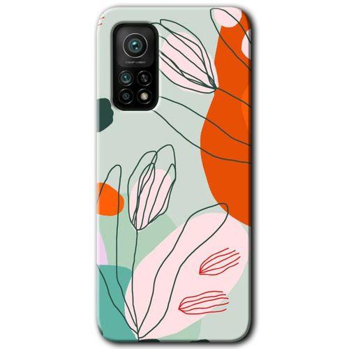 BeRa Aksesuar Xiaomi Mi 10T Pro Kılıf Baskılı Kapak - Vektör Çiçekler +Tam Kaplayan Mat Seramik