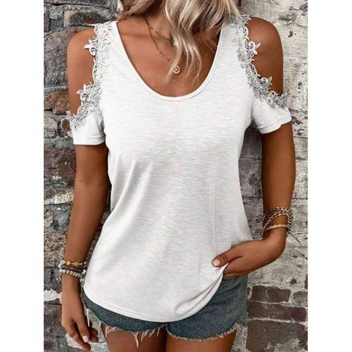 Kadın Omuzlardan Açık Yuvarlak Yakalı Viskon Bluz