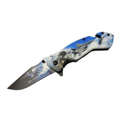 4 23 4 Air Force Kurtarma   Kamp Çakı 20cm - Yarı Otomatik, Kemerlikli, Cam Kırma Ve İp Kesme Atlı