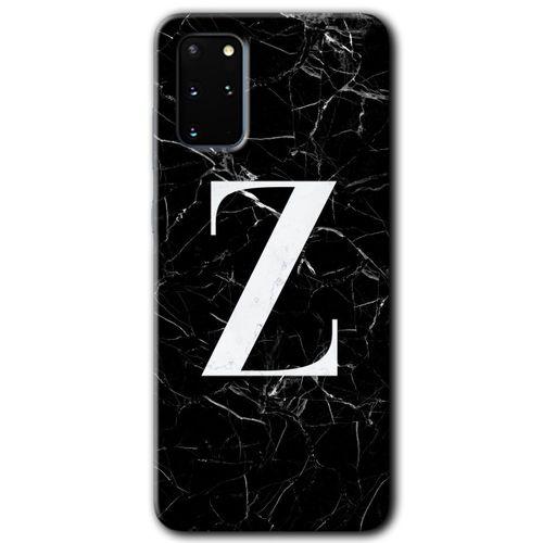 Samsung Galaxy S20 Plus HD Baskılı Kılıf + 9D Tam Ekran Koruyucu - Siyah Mermer Z Harfi