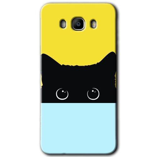 Samsung Galaxy J7 2016 HD Baskılı Kılıf + 9D Tam Ekran Koruyucu - Kara-Kedi