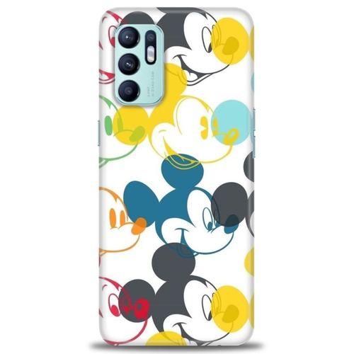 Oppo Reno 6 Kılıf HD Baskılı Kılıf - Renkli Mickey Mouse + Tam Ekran Koruyucu