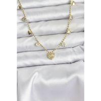 Pirinç Gold Renk Kalp Model Kadın Kolye - TJ-BKO10643