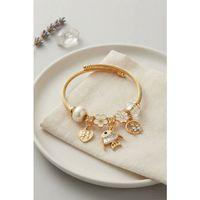 Balık Charmlı Beyaz Renk Gold Bileklik