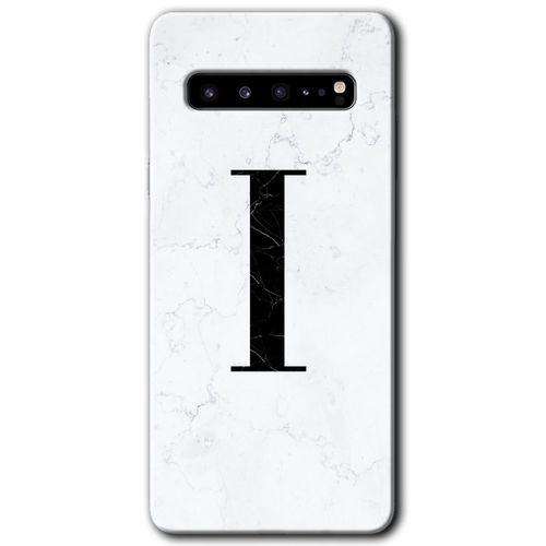 Potkal Hediye Fabrikası Samsung Galaxy S10 Plus Kılıf HD Desen Baskılı Arka Kapak - Beyaz Mermer Desenli I Harfi