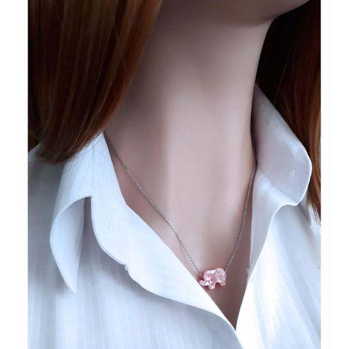 Pembe Fil Resin Taş Kolye