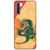 Oppo A91 Kılıf Dragons (24) Darbe Emici Kılıf Tatoo Yeşil Ejderha