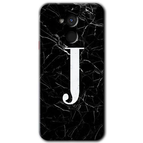 General Mobile GM 8 Kılıf HD Desen Baskılı Arka Kapak - Siyah Mermer Desenli J Harfi