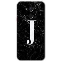 General Mobile GM 8 Kılıf HD Desen Baskılı Arka Kapak - Siyah Mermer Desenli J Harfi