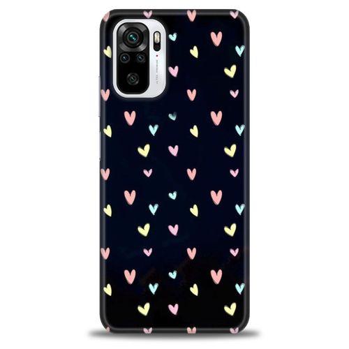 Xiaomi Redmi Note 10S Kılıf HD Baskılı Kılıf - Mini Mini Kalpler + Tam Ekran Koruyucu