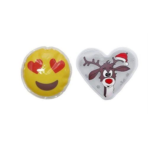 Kalp Emoji Beyaz Geyik Cep Sobası,El Isıtıcı,2 Adet Sıcak Su Torbası Pvc 9Cm