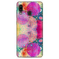 Samsung Galaxy A20 Kılıf Pastel Renkler (47) Crystal Flex Kılıf Fuşya Sarı