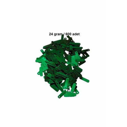 Koyu Yeşil 15 x 5 mm Dantel Oya Yazma Halhal Abiye Lazer Kesim Pul 600 adet / 24 gram