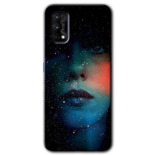Realme 7 Pro Kılıf HD Desen Baskılı Arka Kapak + Temperli Cam - Karanlık Kadın