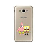 Samsung J7 Sünger Ve Patrick Star Desenli Premium Şeffaf Silikon Kılıf