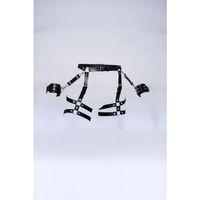 Siyah Tanga - Külot Çoklu Kemerli Metal Detaylı Bilek Kelepçeli Jartiyer - Brf1022